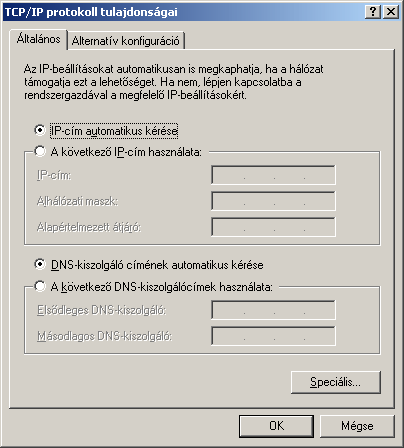 TCP/IP protokoll tulajdonságai